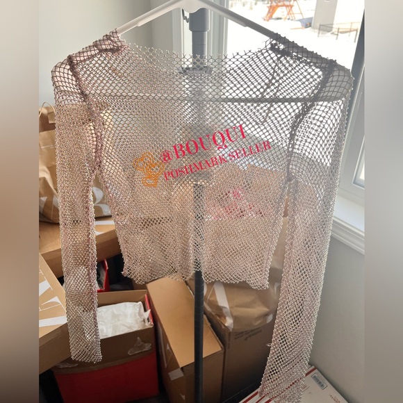 BLOGGERS FAV ZARA SHIMMERY RHINESTONE MESH CROP TOP - Picture 2 of 10